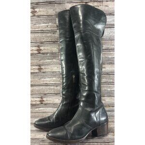FRYE Clara Over The Knee Brown Leather Boots Size 6 M Fold Over Cuff Pull On
